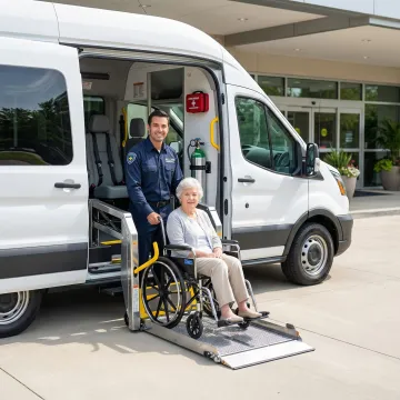 Medical transport vehicle prepared for long distance patient transfer