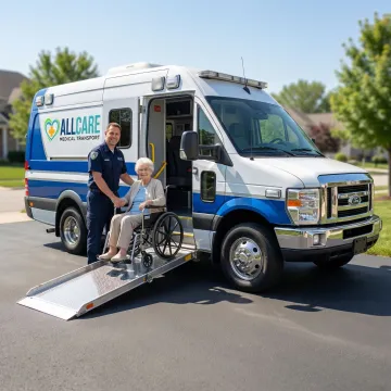 Professional wheelchair-accessible medical transport van with hydraulic lift