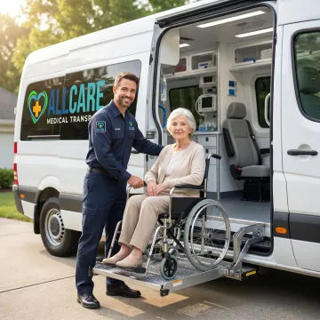Professional medical transport vehicle with wheelchair accessibility