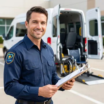 Medical transport provider reviewing application documents