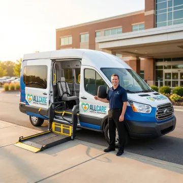Comfortable wheelchair-accessible medical transport vehicle with hydraulic lift system
