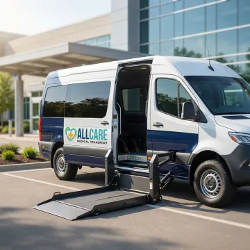 Medical transport vehicle equipped for long distance disabled and elderly passenger transportation