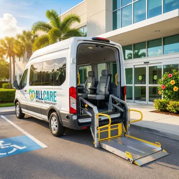 Medical transport vehicle with wheelchair lift in Florida