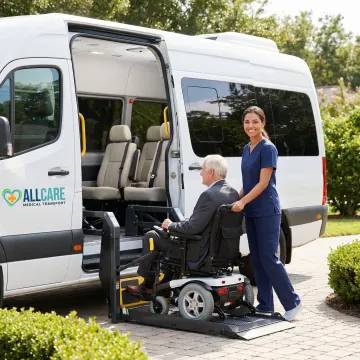 Medical transport van equipped for senior dialysis patients with wheelchair accessibility