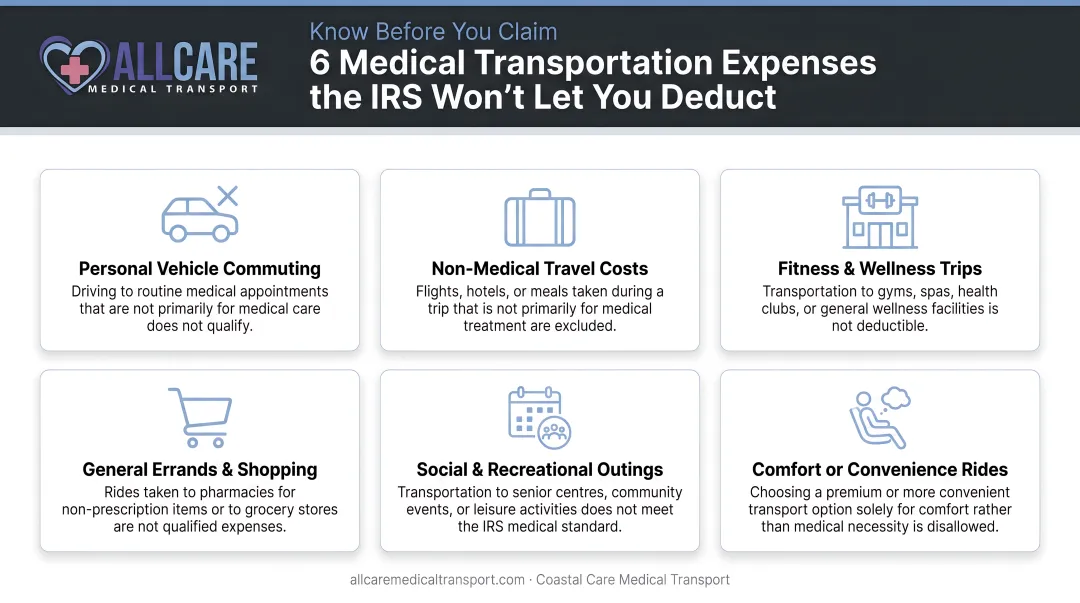 Six non-qualifying medical transportation expenses IRS disallows for tax deduction
