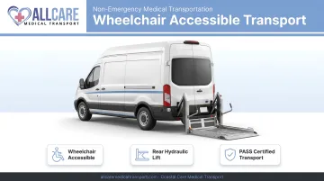 Ford Transit full-size wheelchair accessible van with rear lift system deployed