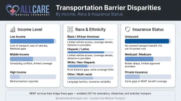 Transportation barrier disparities by income race and insurance status comparison chart