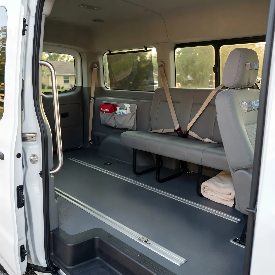 Comfortable medical transport interior for cancer patients