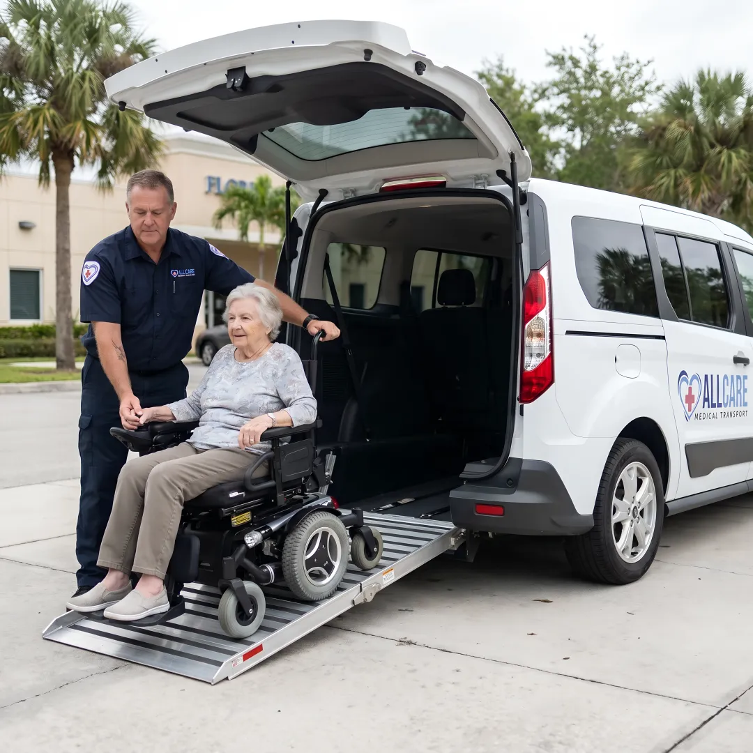 Professional medical transport vehicle equipped for dialysis patient transportation