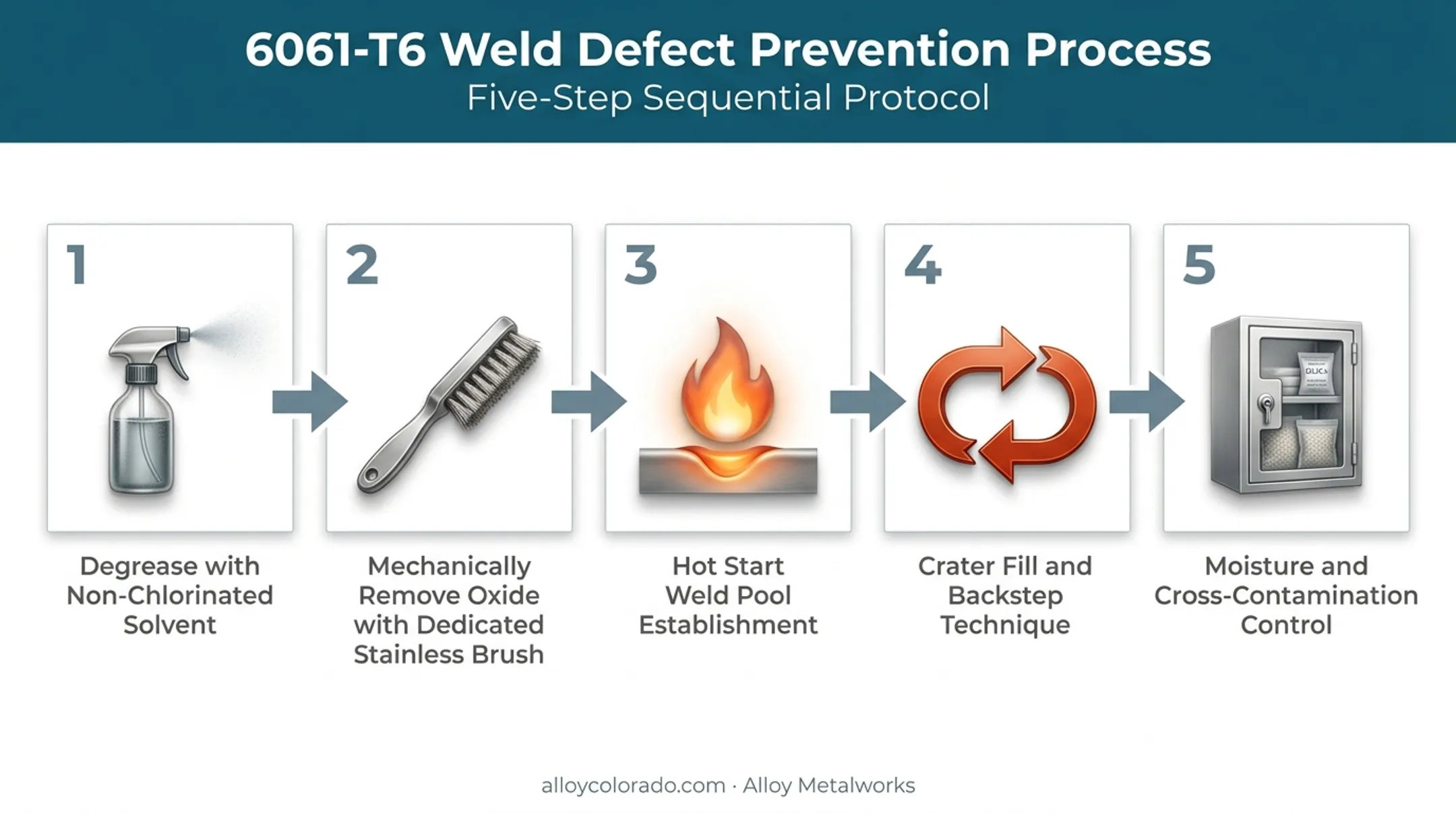 6061-T6 weld defect prevention checklist for cleaning and heat control
