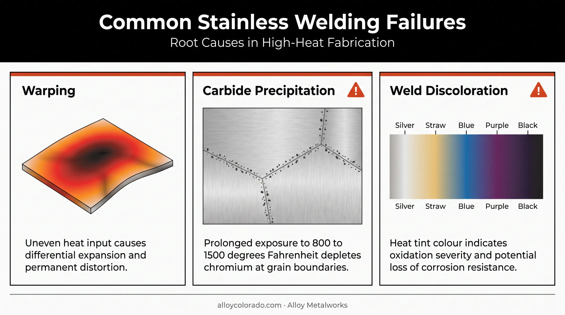 Common stainless steel welding defects from warping to weld discoloration