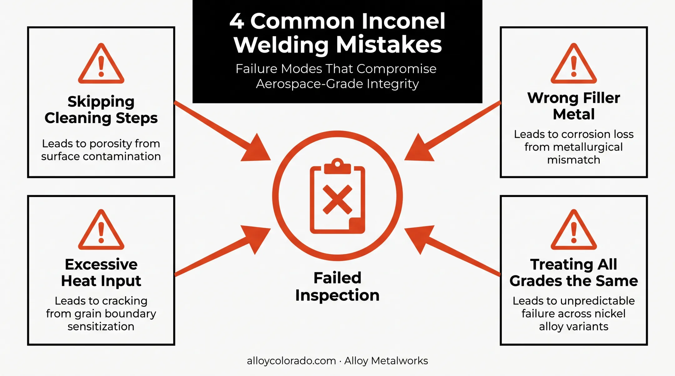 Four common Inconel welding mistakes and their consequences infographic