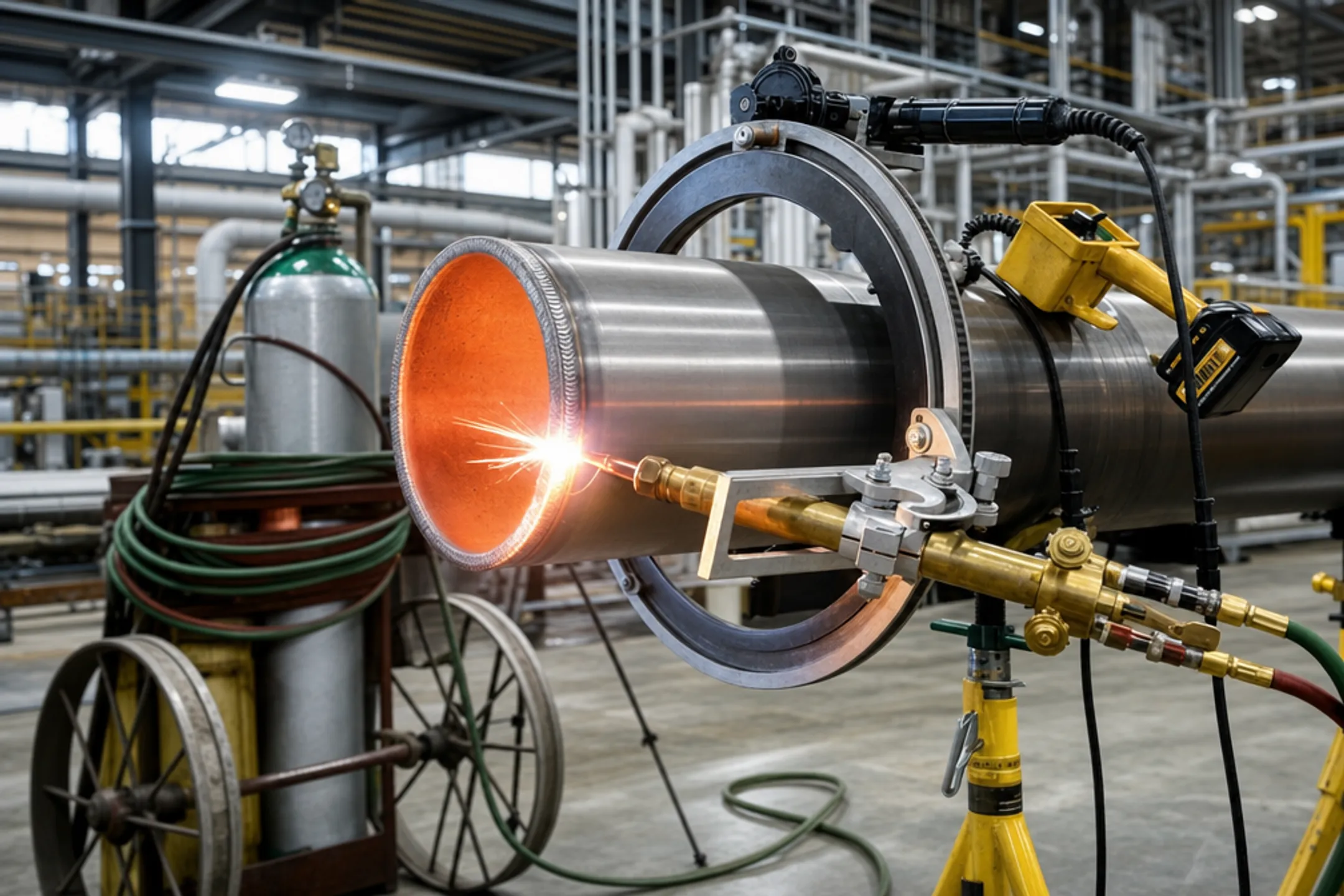 Industrial stainless steel and Inconel alloy pipe fabrication welds