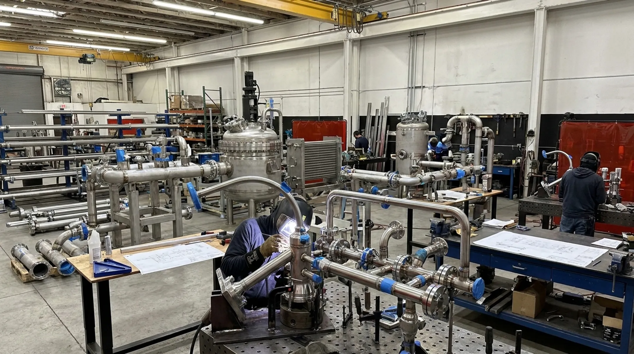 Fabricated stainless steel piping and reactor components for energy systems