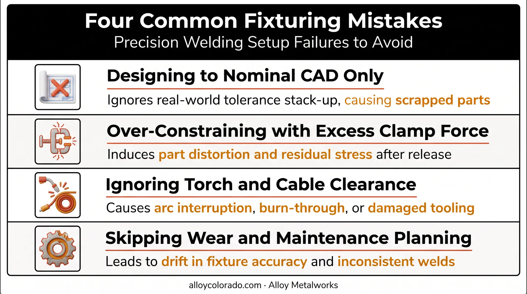 Four common robotic welding fixture mistakes and their consequences