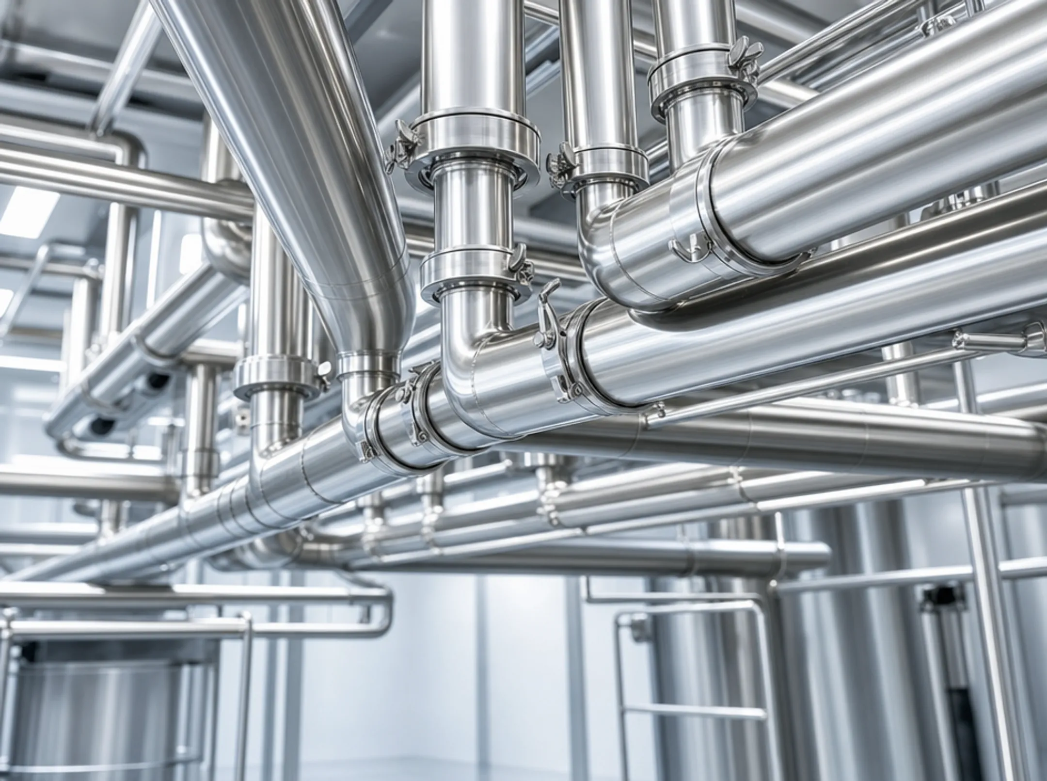 Stainless steel sanitary piping system with polished tubing and fittings
