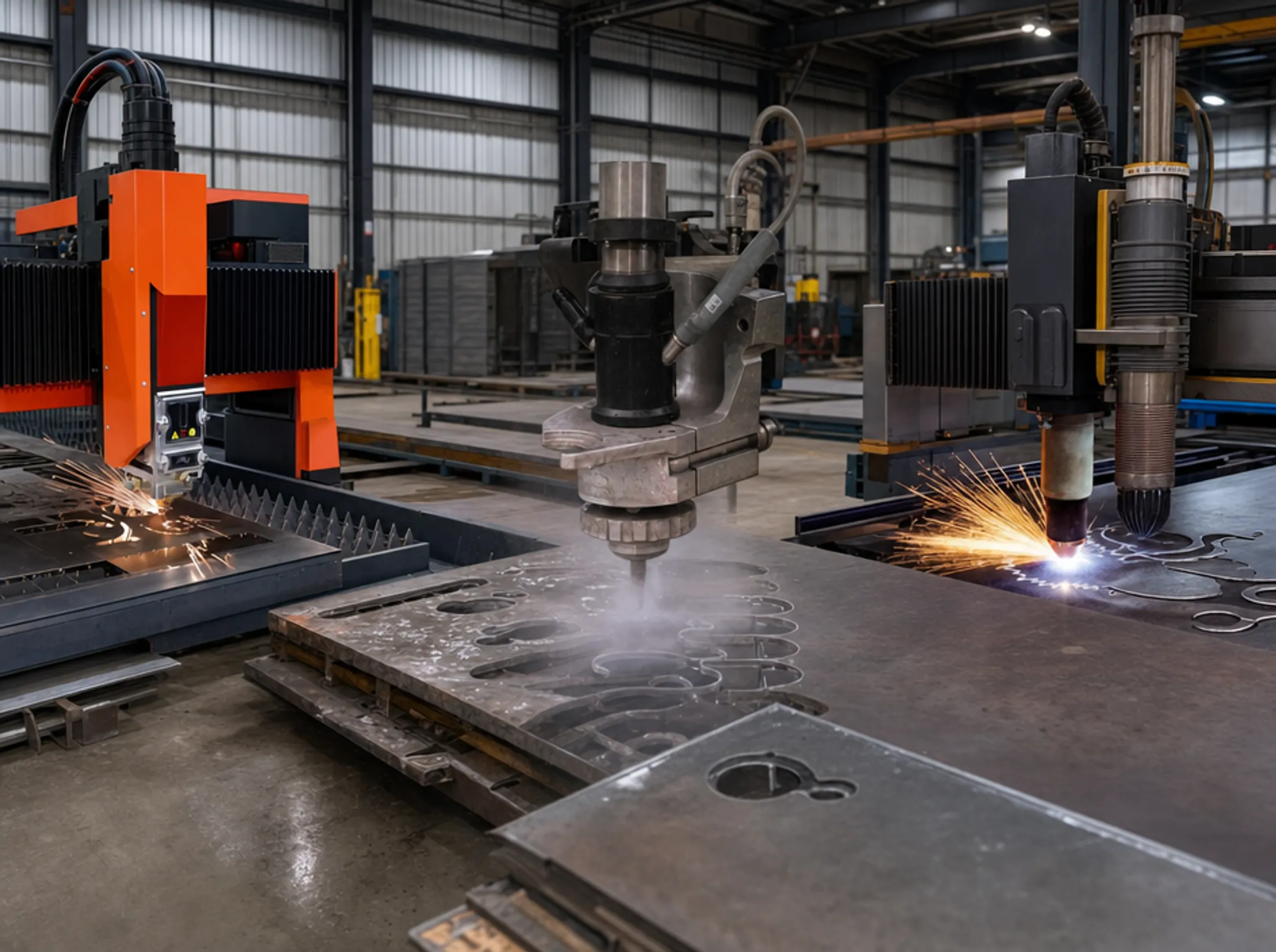 Multi-process metal cutting shop with CNC waterjet and laser equipment