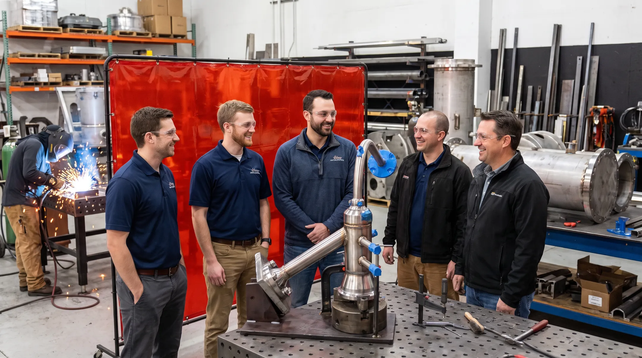 Alloy Metalworks leadership and technical team in fabrication facility
