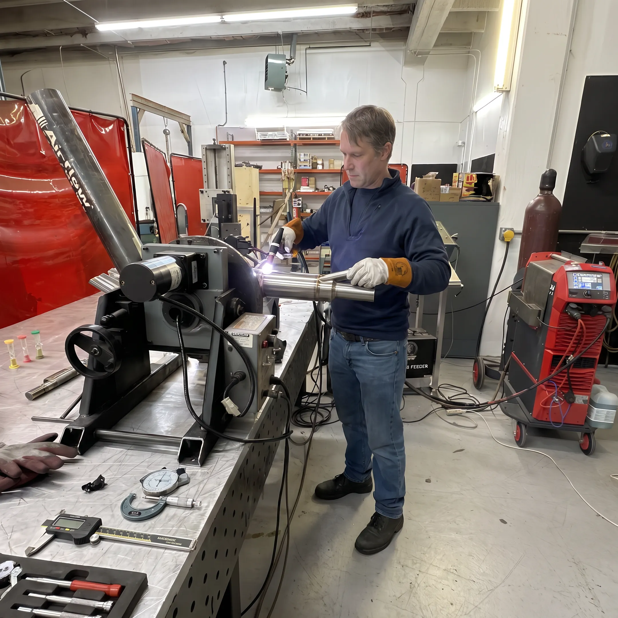 Orbital welding equipment producing a precise weld on a technical metal assembly