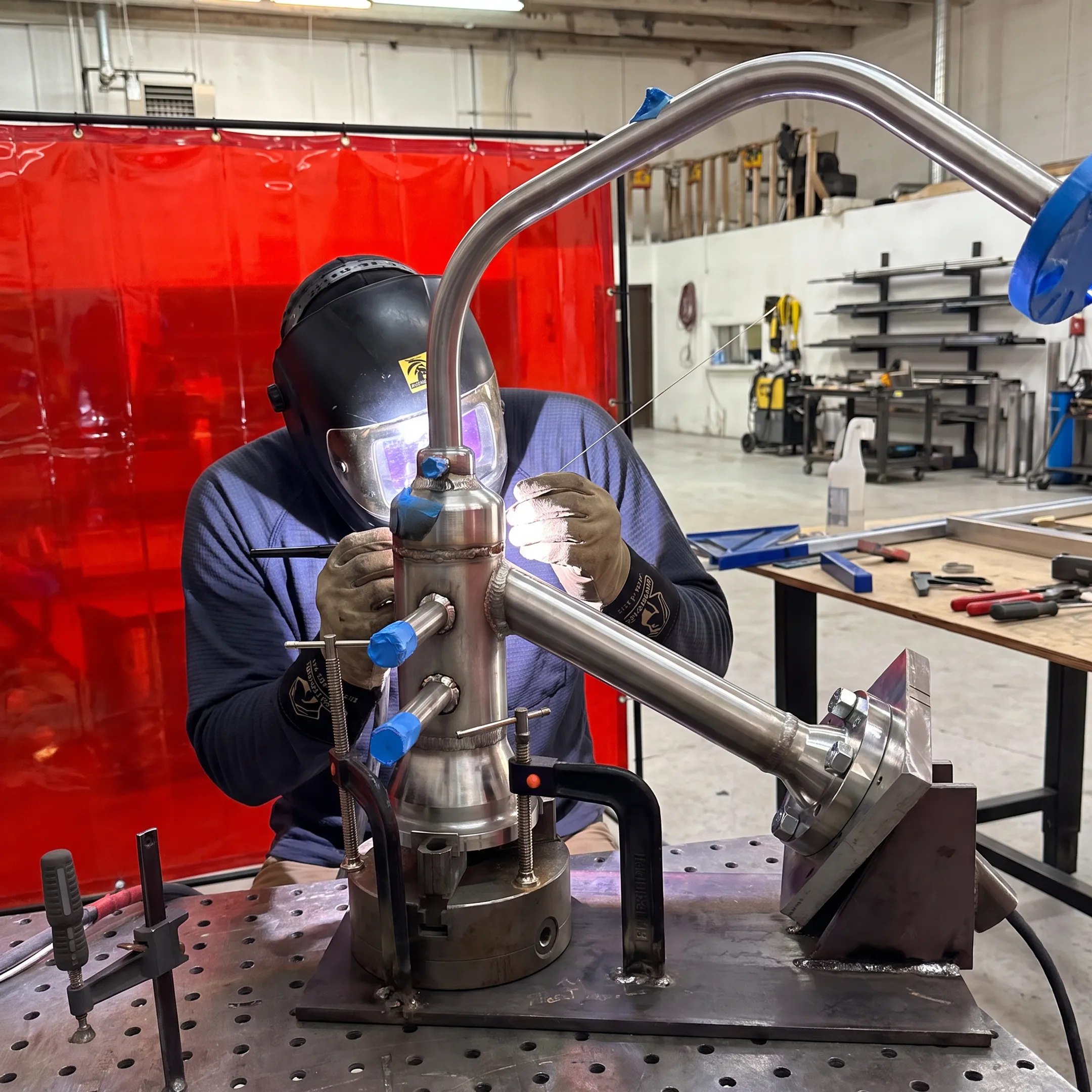 Welder using nickel alloy wire on a precision metal assembly