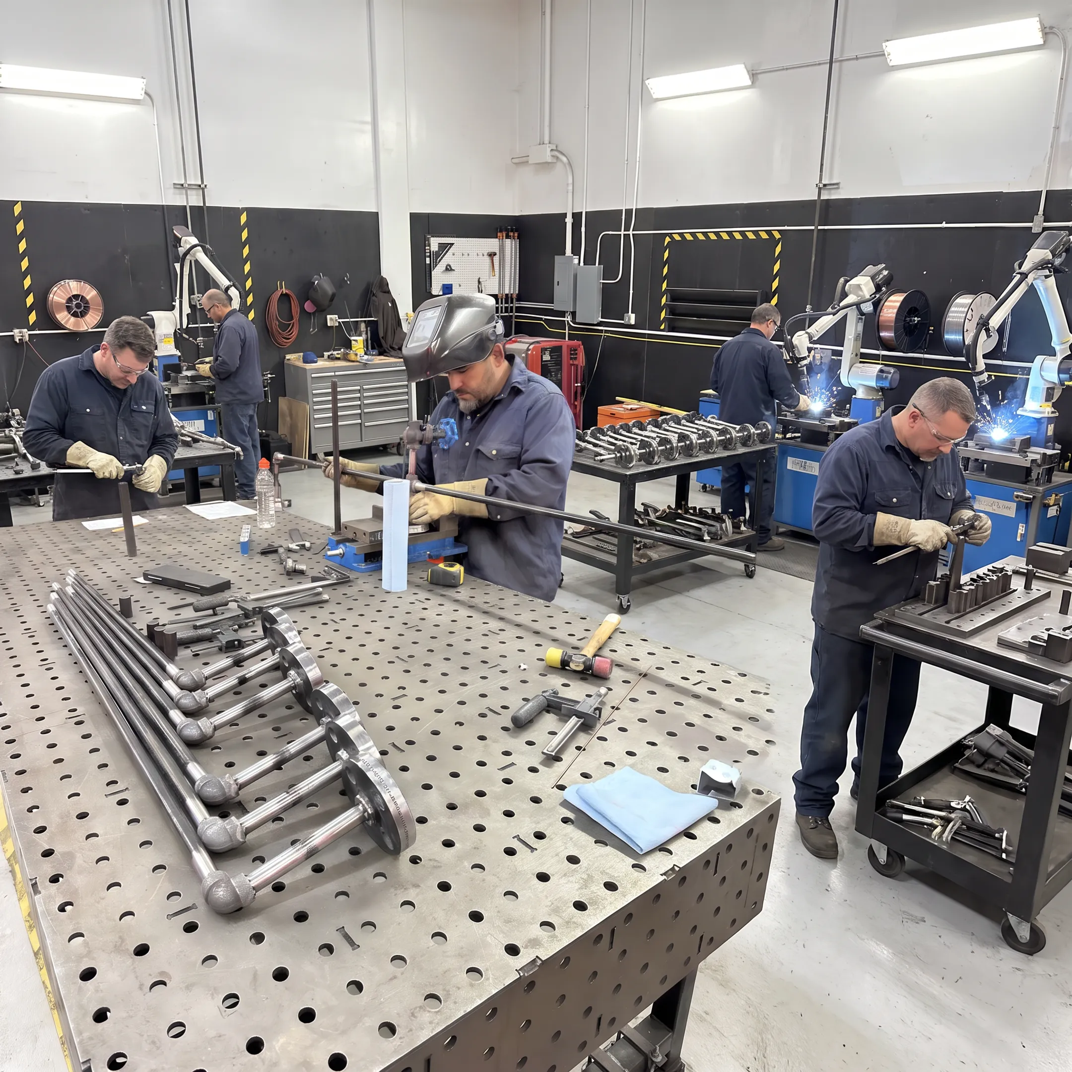 Automated welding and fabrication production workspace