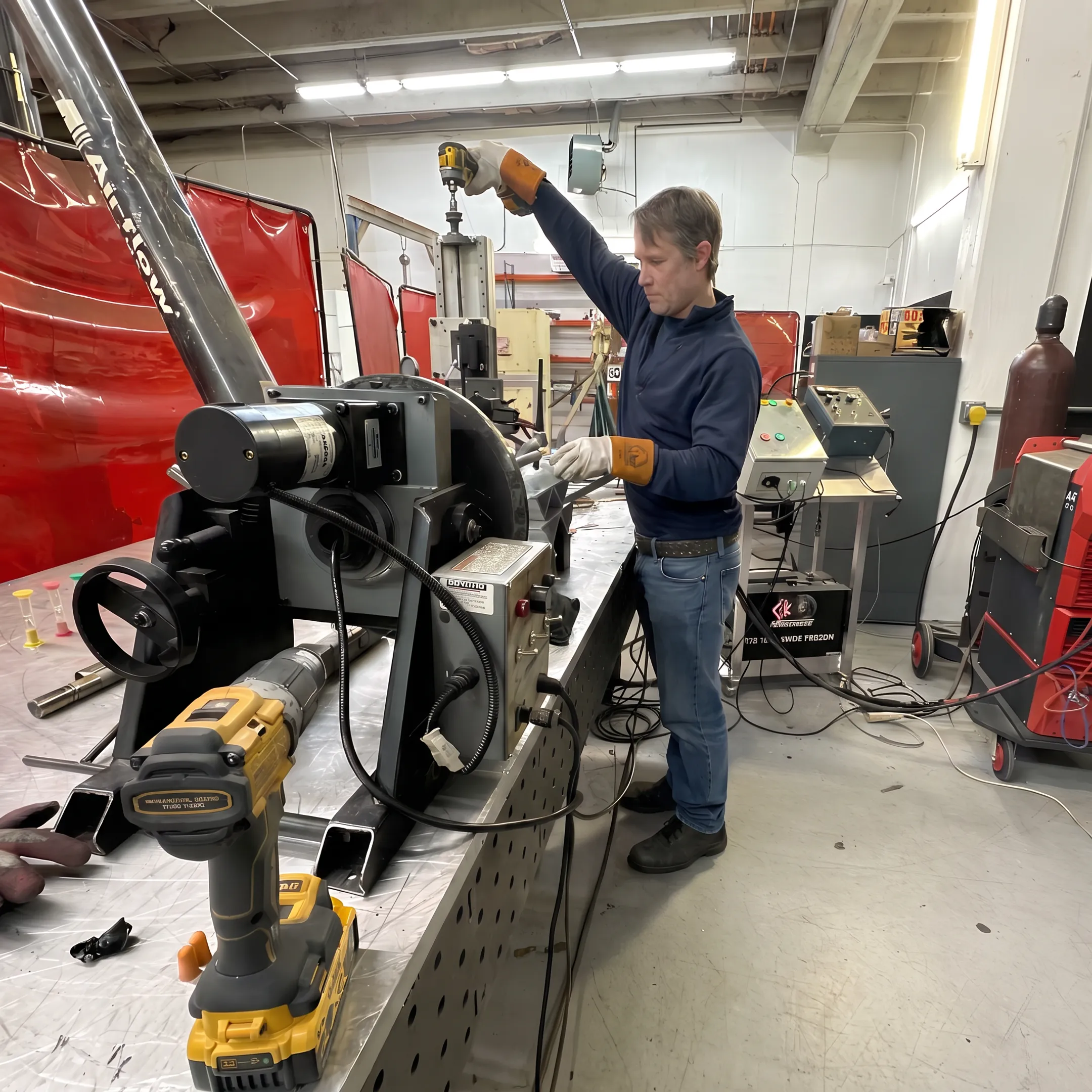Engineer reviewing a robotic laser welding cell