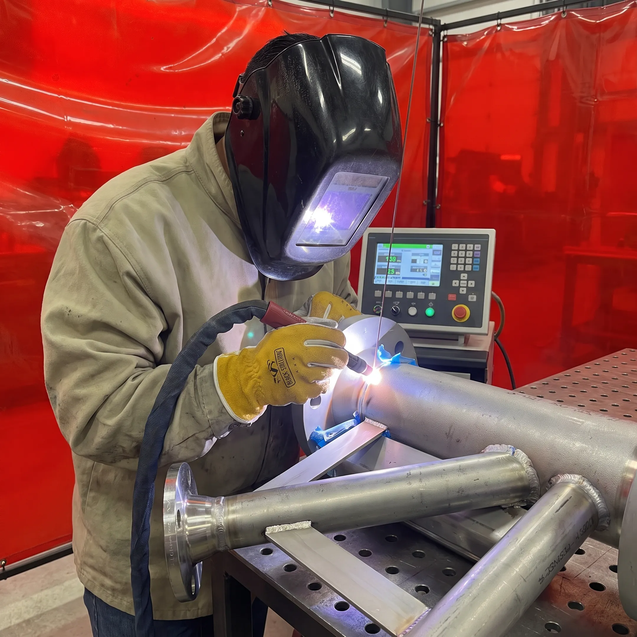 Laser welding equipment fabricating a precision metal assembly