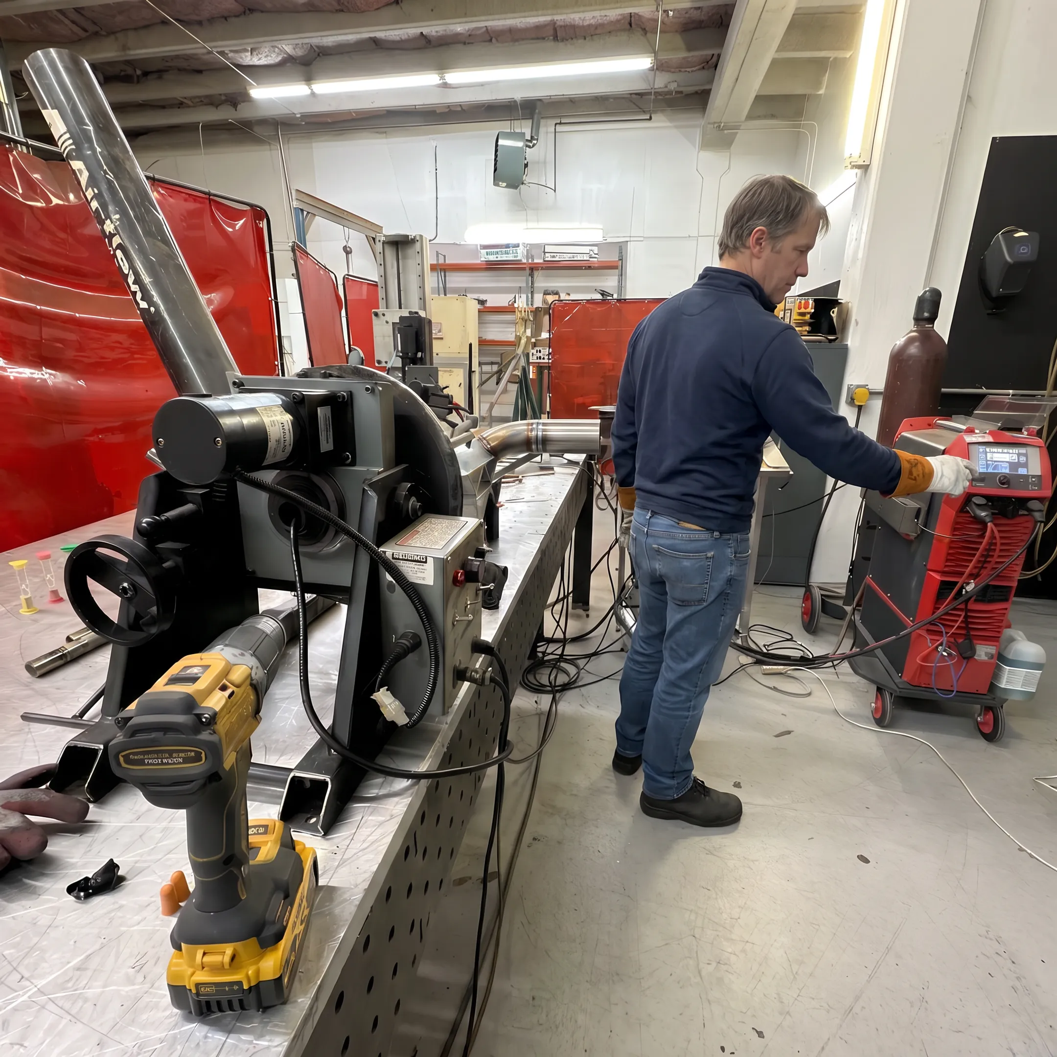 Orbital welding equipment producing a precise weld on a technical metal assembly