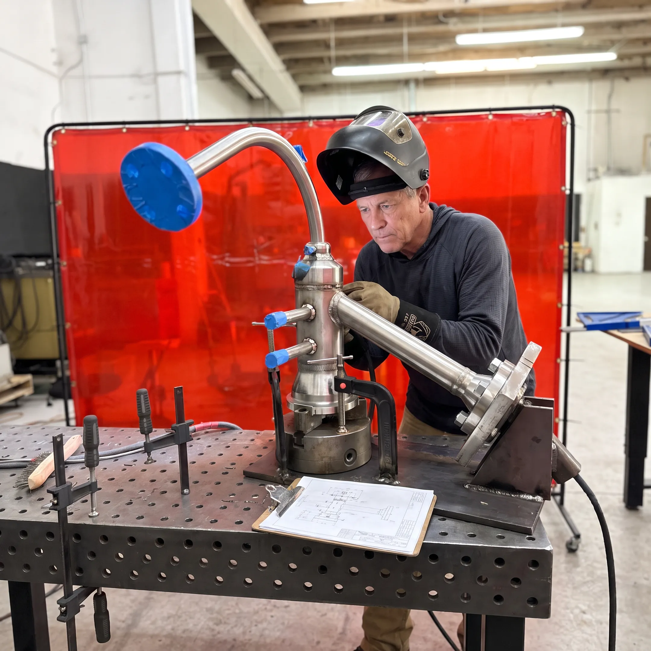 Technician inspecting a precision welded specialty alloy component