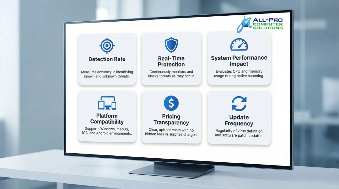 Six criteria for evaluating malware removal software selection process infographic