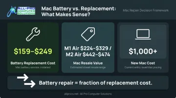MacBook battery replacement versus new Mac cost comparison decision framework