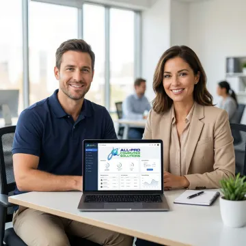 IT technician consulting with a small business owner about computer repair solutions