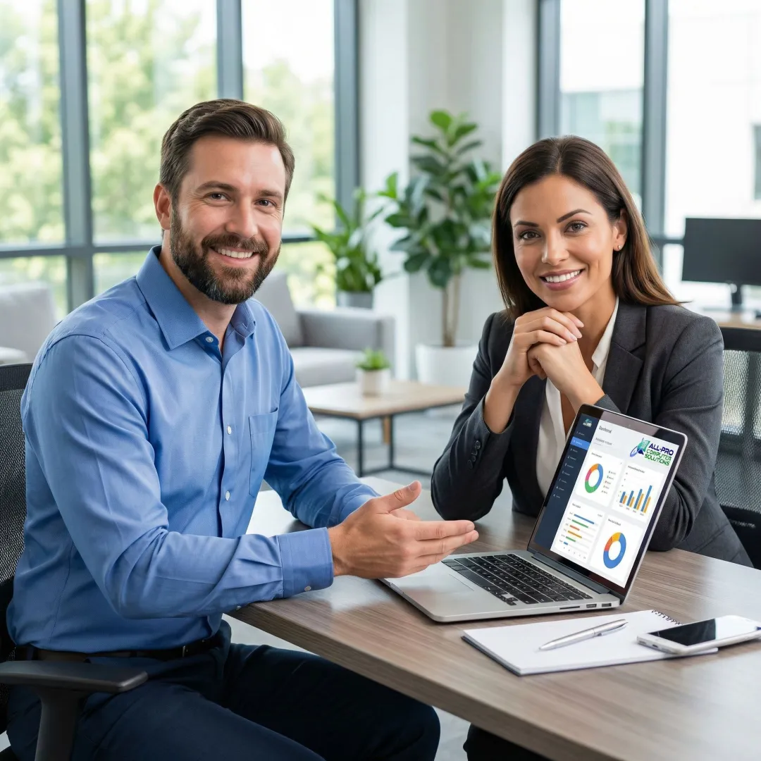 IT consultant discussing technology solutions with a small business owner