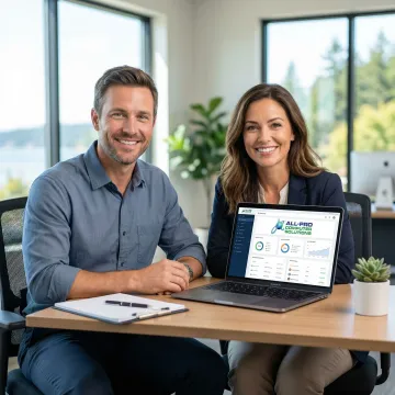 APCS technician providing personalized IT support to a small business owner in Sonoma County