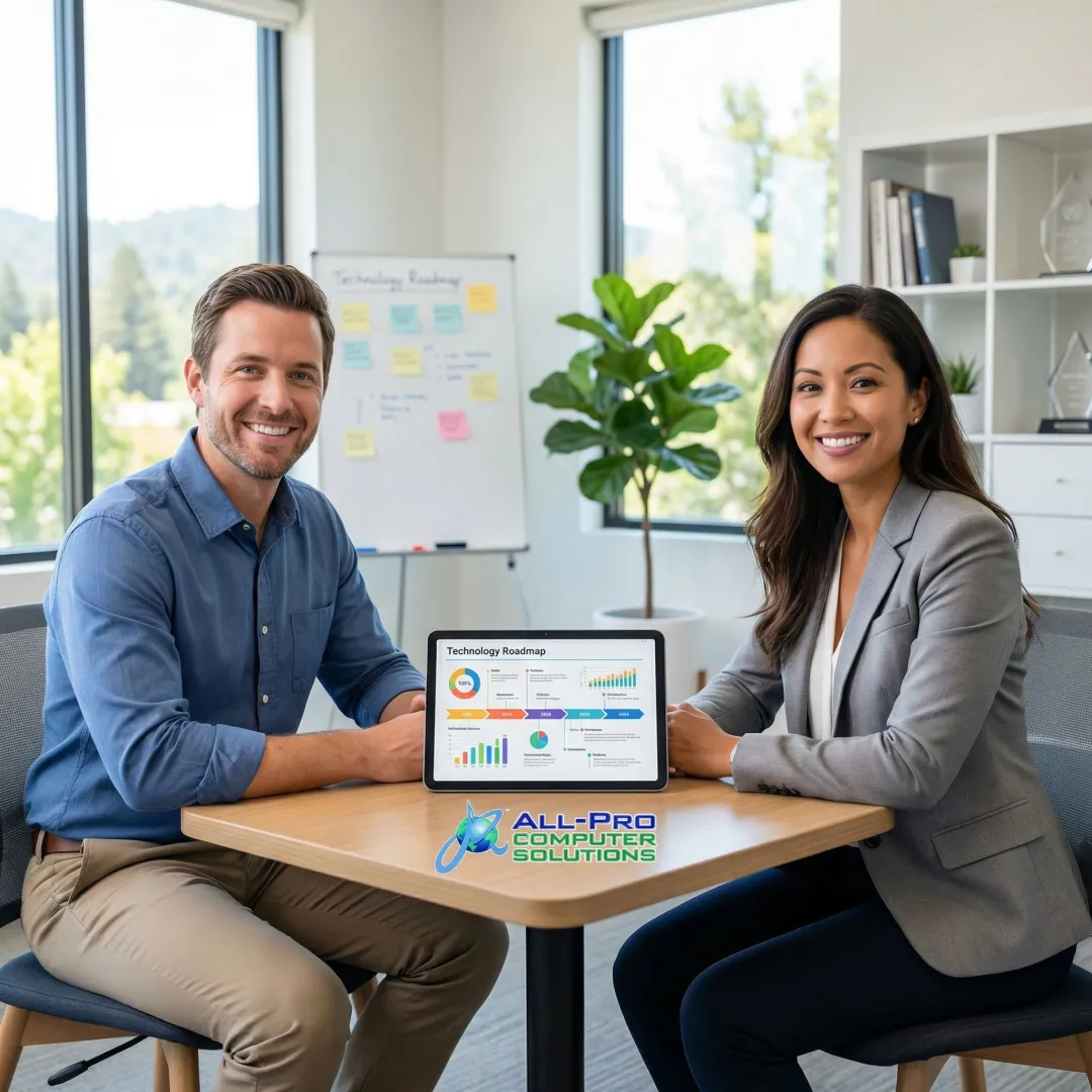 IT consultant discussing customized technology strategy with a small business owner in the Bay Area