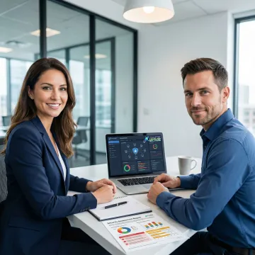 Security assessment report being reviewed by a business owner and IT specialist