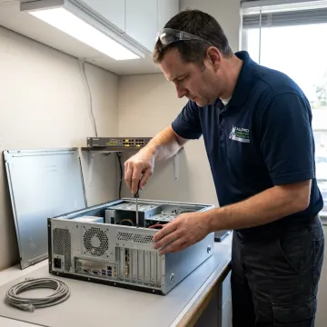 Technician providing small business IT support