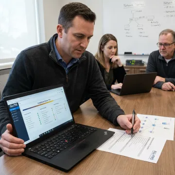 IT consultant planning cybersecurity compliance improvements