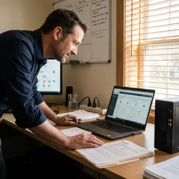Cybersecurity compliance consultant reviewing business security systems