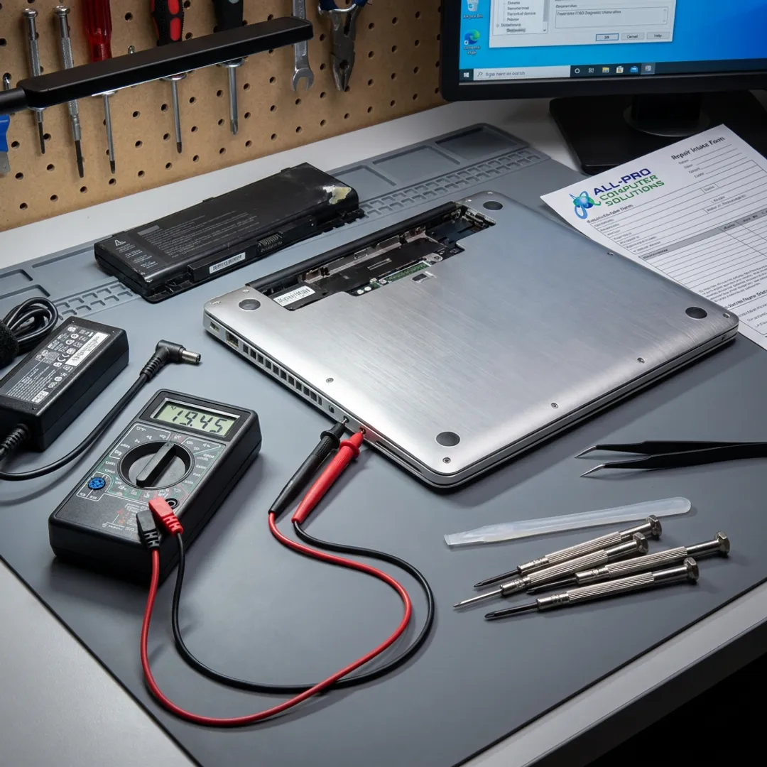 Laptop power port diagnostic process