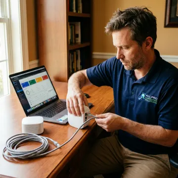 Technician installing a secure home network