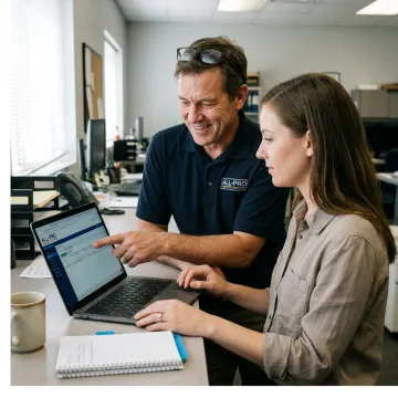 Technician leading cybersecurity training session