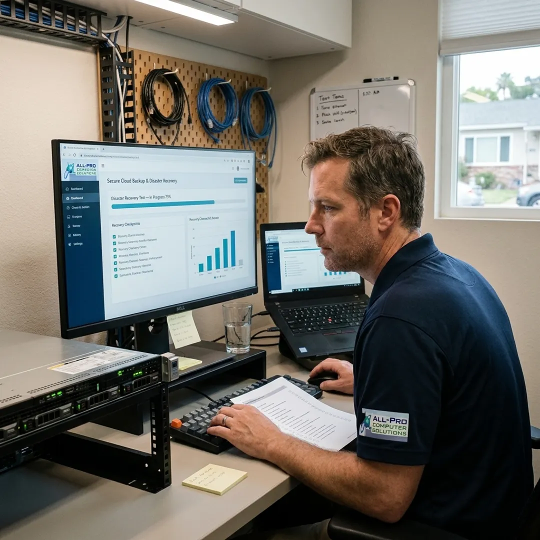 IT specialist testing data recovery process