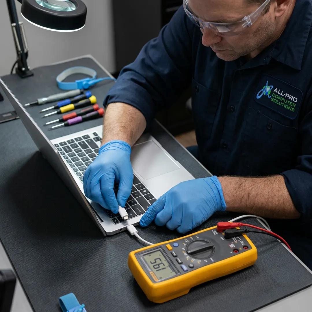 Laptop charging port diagnostic process