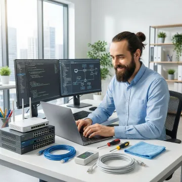 APCS technician performing on-site IT support at a North Bay small business