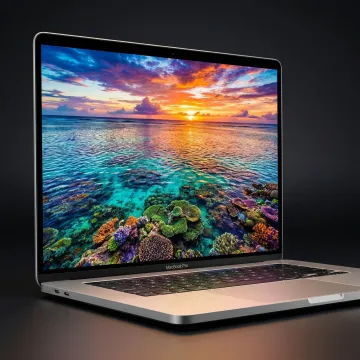 Close-up of a restored MacBook LCD screen showing a vivid, clear display