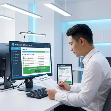 IT technician performing a step-by-step virus removal on a computer