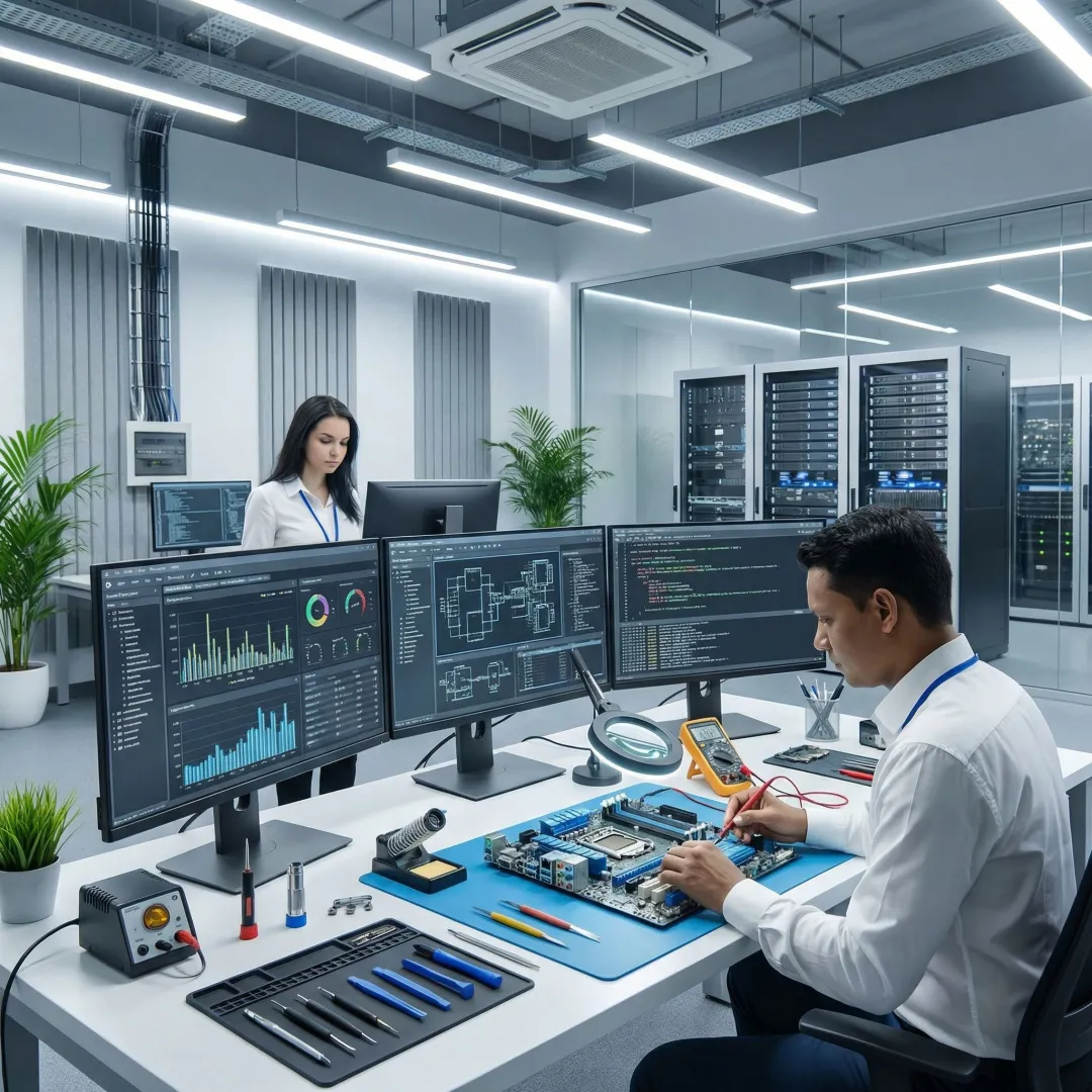 IT technician providing computer support and maintenance services for a business.
