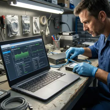 Computer diagnostic testing in progress