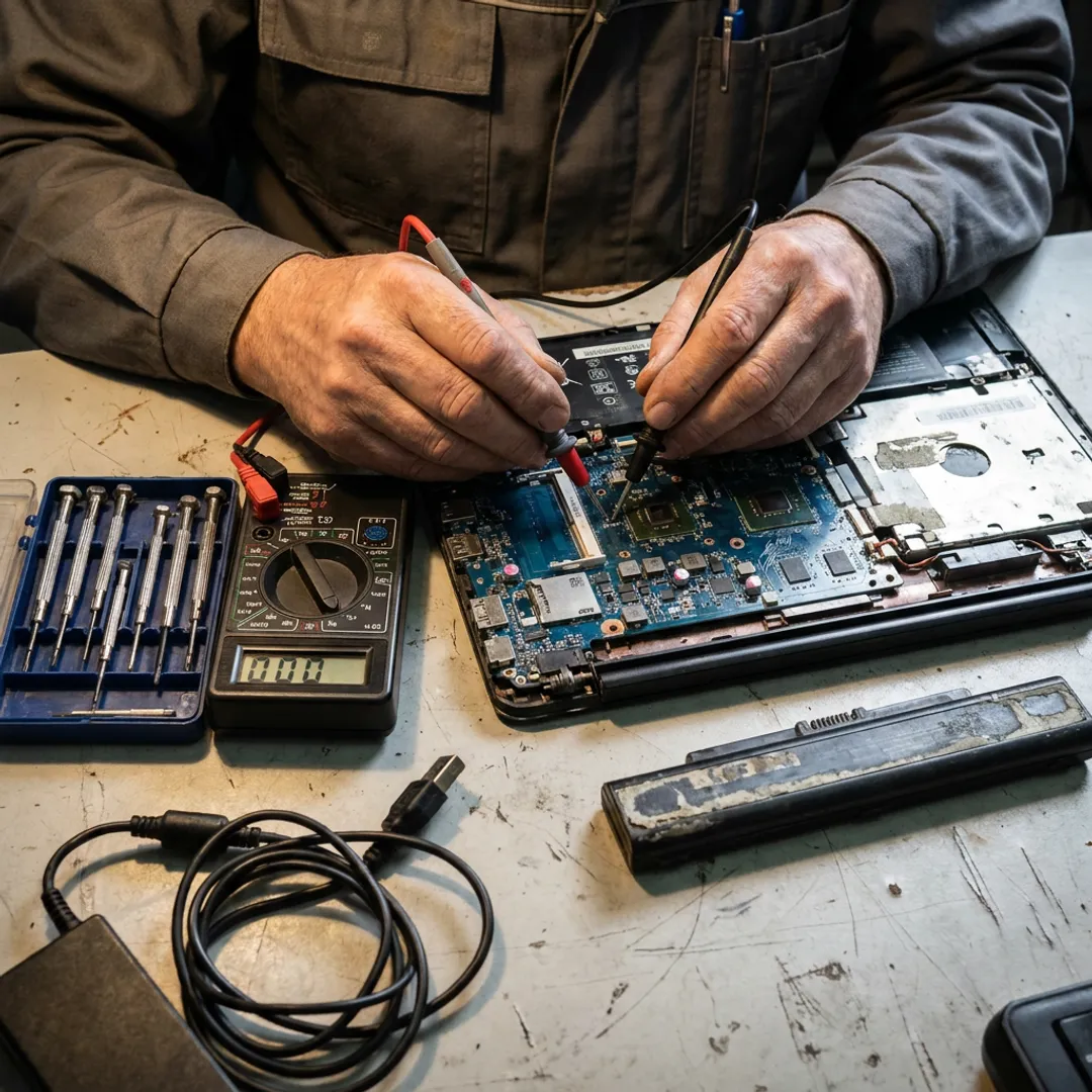 Laptop repair diagnostics in progress